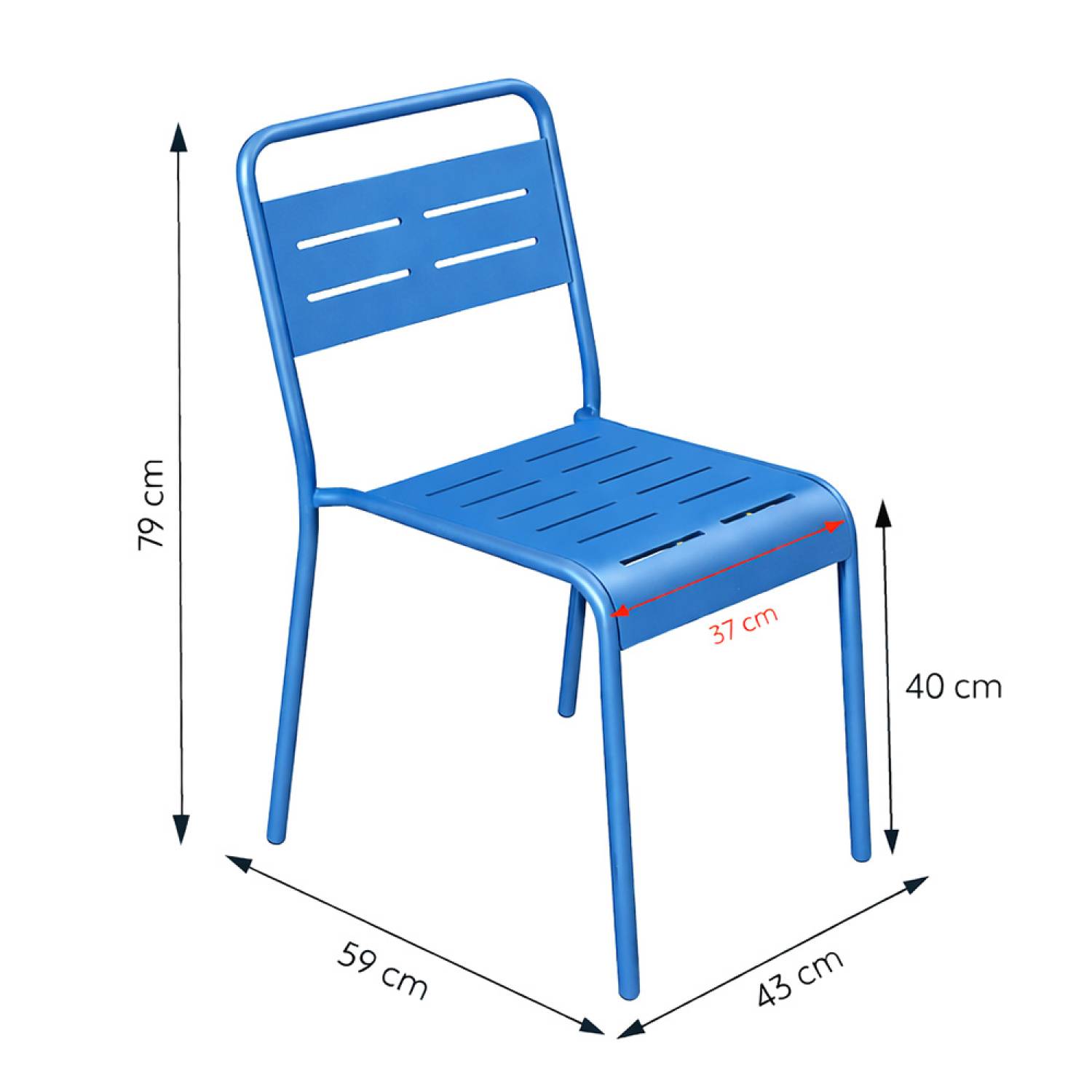 Ensemble table de jardin 120 cm et 4 chaises bleu BERGAME - Image 4