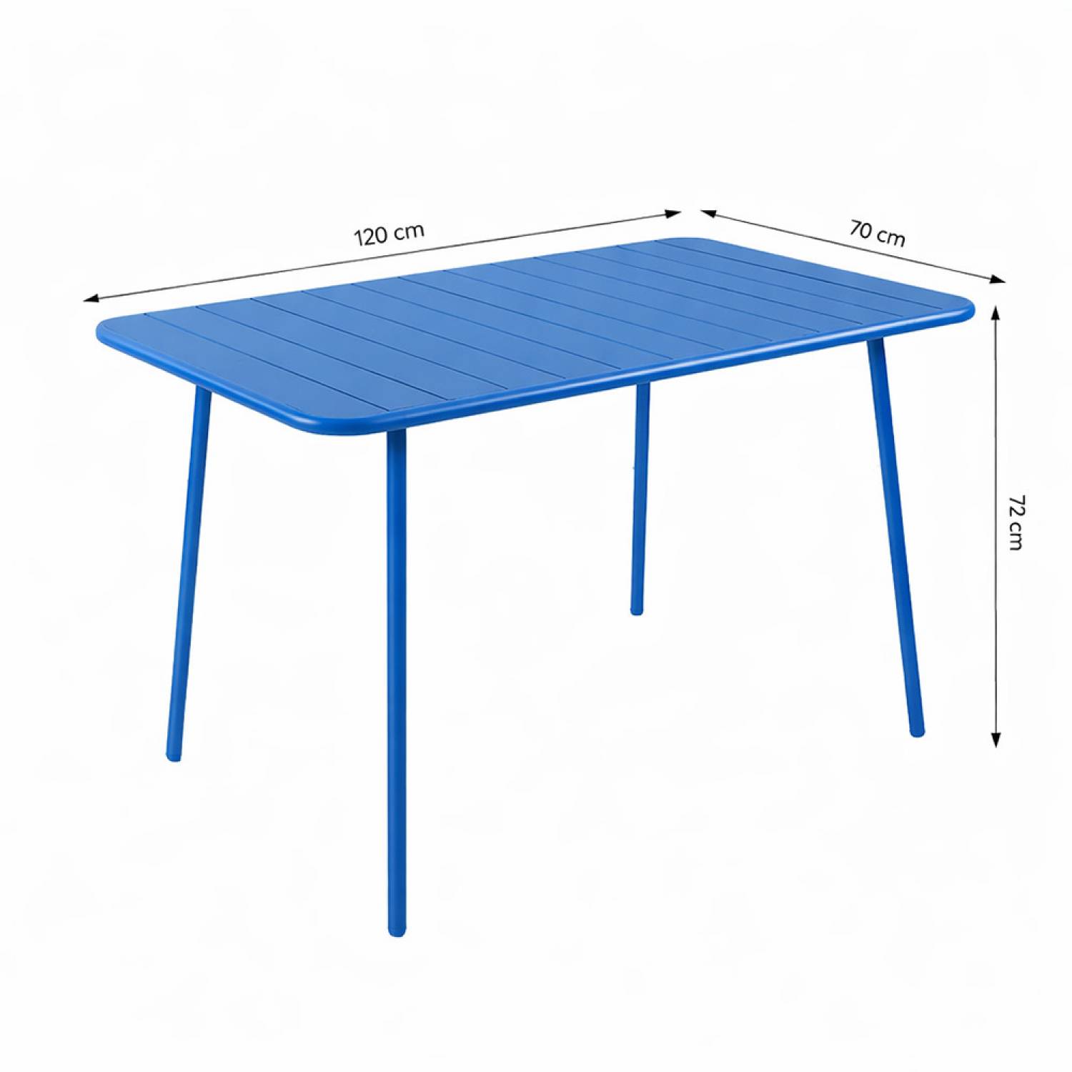 Ensemble table de jardin 120 cm et 4 chaises bleu BERGAME - Image 3