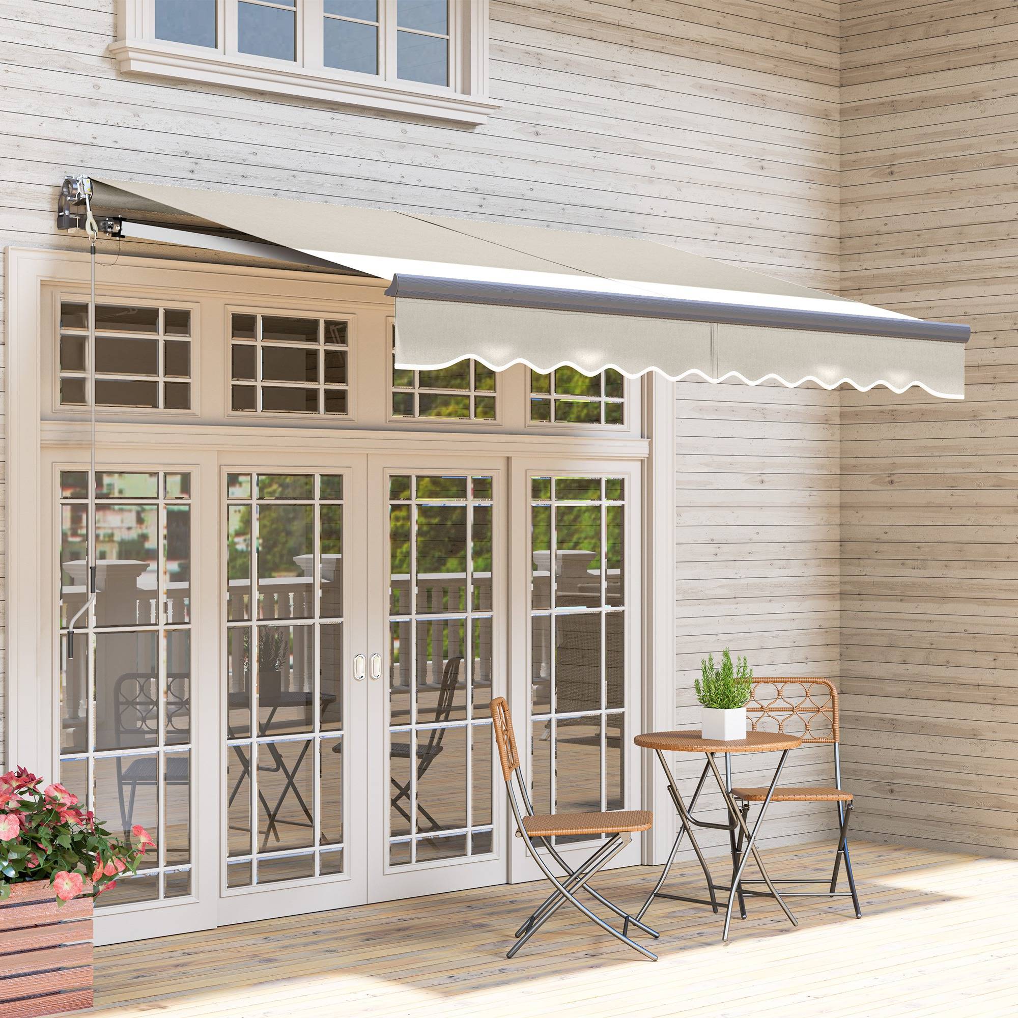 Store banne électrique rétractable à manivelle, inclinaison réglable et protection UV pour terrasse de jardin 296 x 250 cm, couleur crème - Image 10