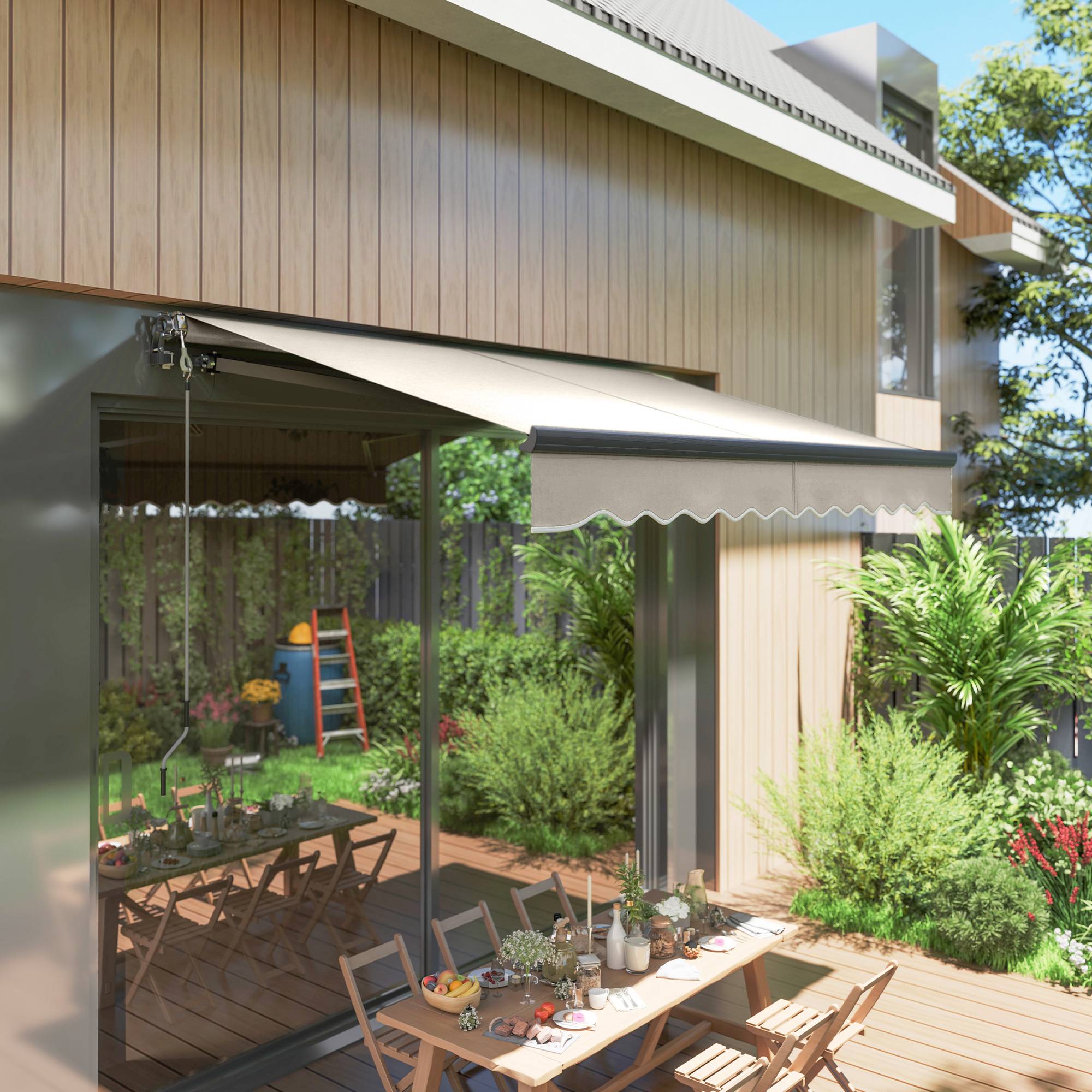 Store banne électrique rétractable à manivelle, inclinaison réglable et protection UV pour terrasse de jardin 296 x 250 cm, couleur crème - Image 3