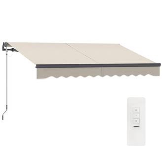 Store banne électrique rétractable à manivelle, inclinaison réglable et protection UV pour terrasse de jardin 296 x 250 cm, couleur crème