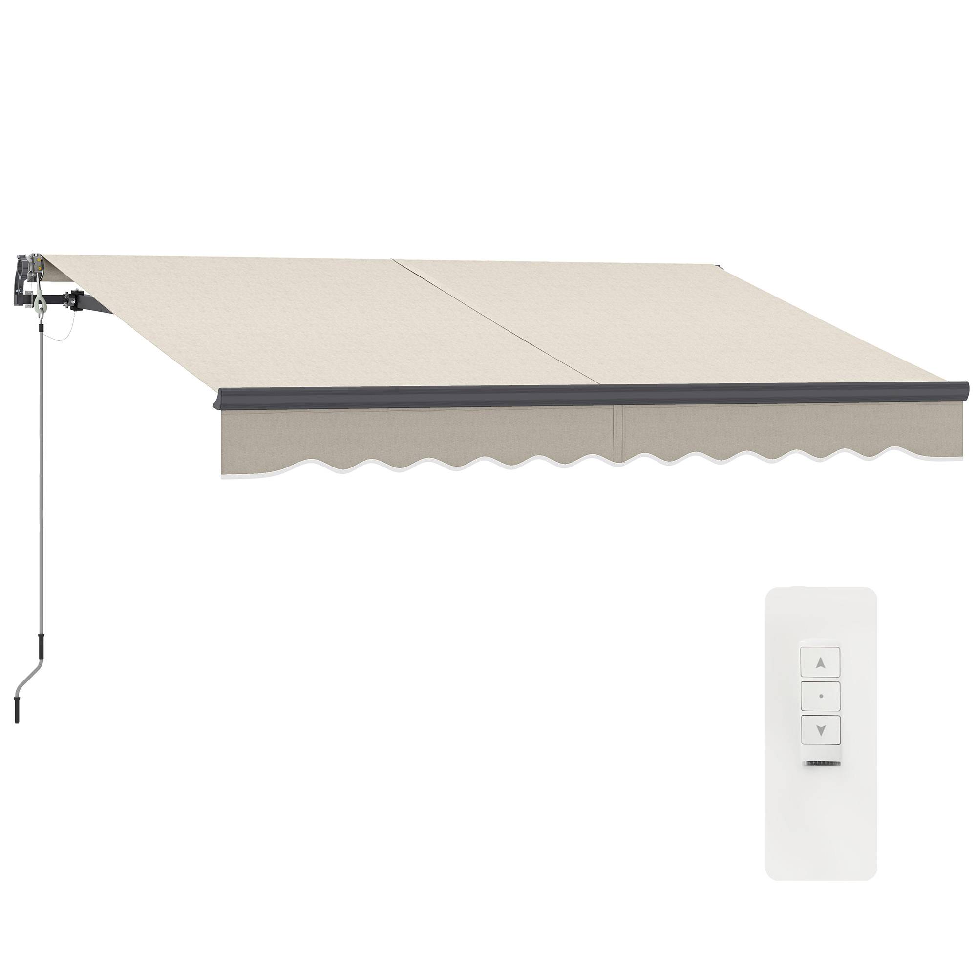 Store banne électrique rétractable à manivelle, inclinaison réglable et protection UV pour terrasse de jardin 296 x 250 cm, couleur crème