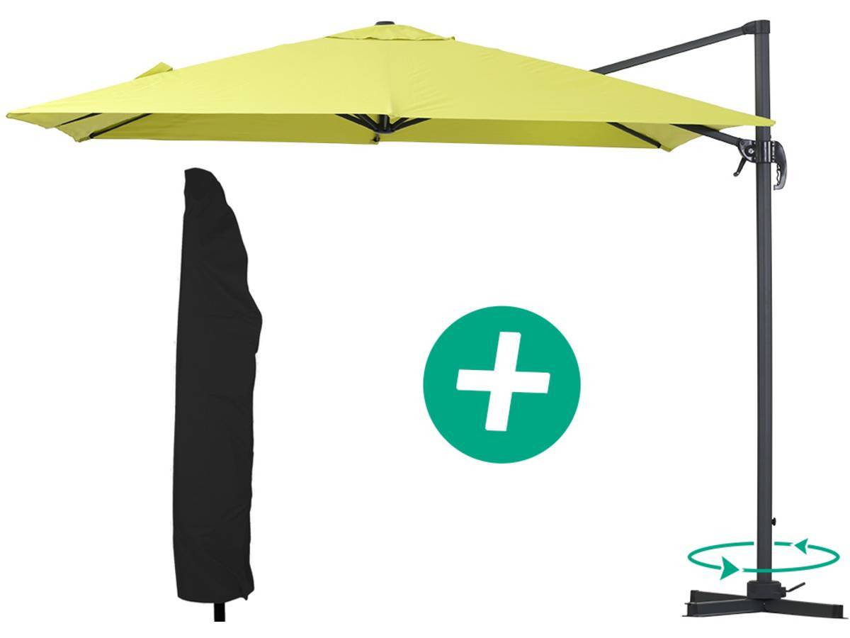 Habitat Et Jardin - Parasol Jardin Déporté Alu "sun 3" - Carré - 3 X 3 M - Vert + Housse De Protection -habitat Et Jardin - Image 1