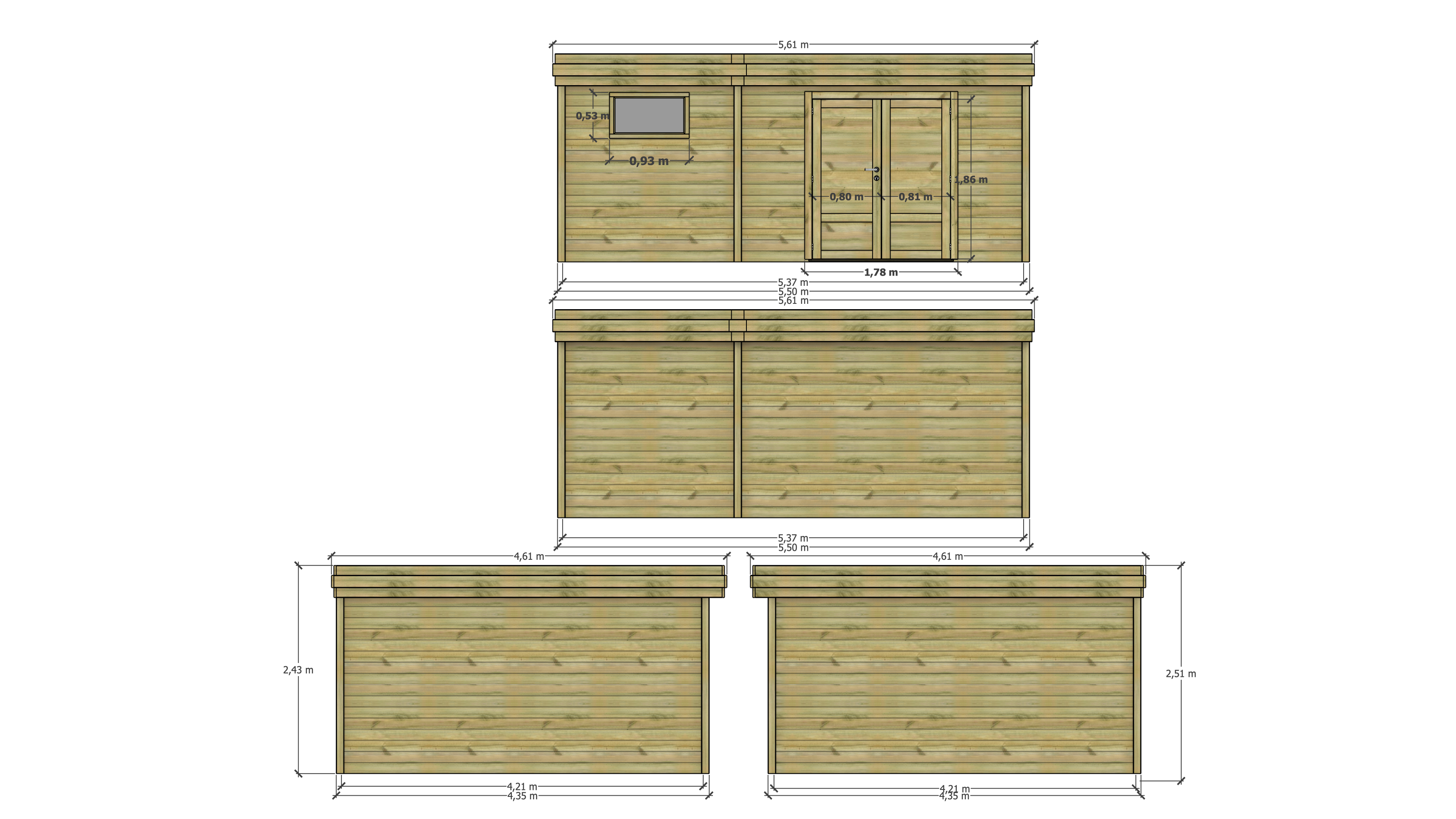 Abri Français - ABRI DE JARDIN bois Pin traité autoclave 27mm - 5,495x4,34m / 24m2 - Bac acier - Abri Français - Image 4