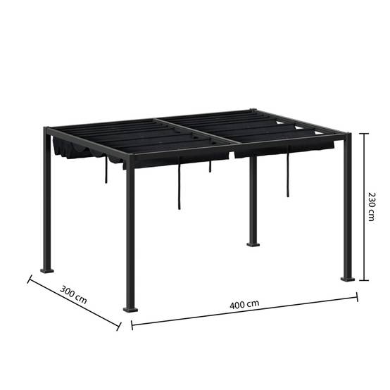 Hesperide - Tonnelle rectangulaire "Zalya" graphite & ardoise 4x3m Hespéride - Image 5