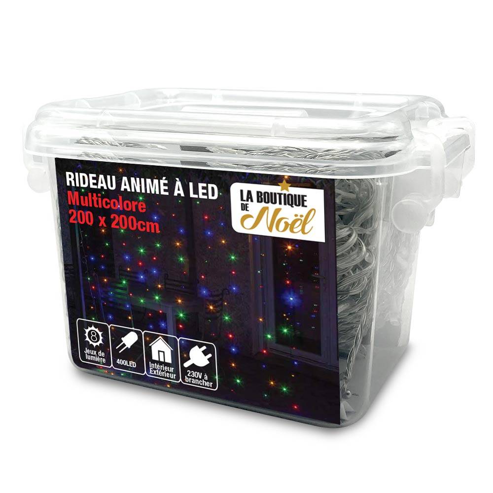 Rideau lumineux électrique à LED 200 x 200 Multicolore - Image 1