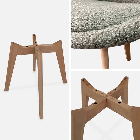 Lot de 4 chaises scandinaves NILS revêtement bouclette vert céladon. pieds bois de hêtre. chaise 1 place | sweeek - Image 6