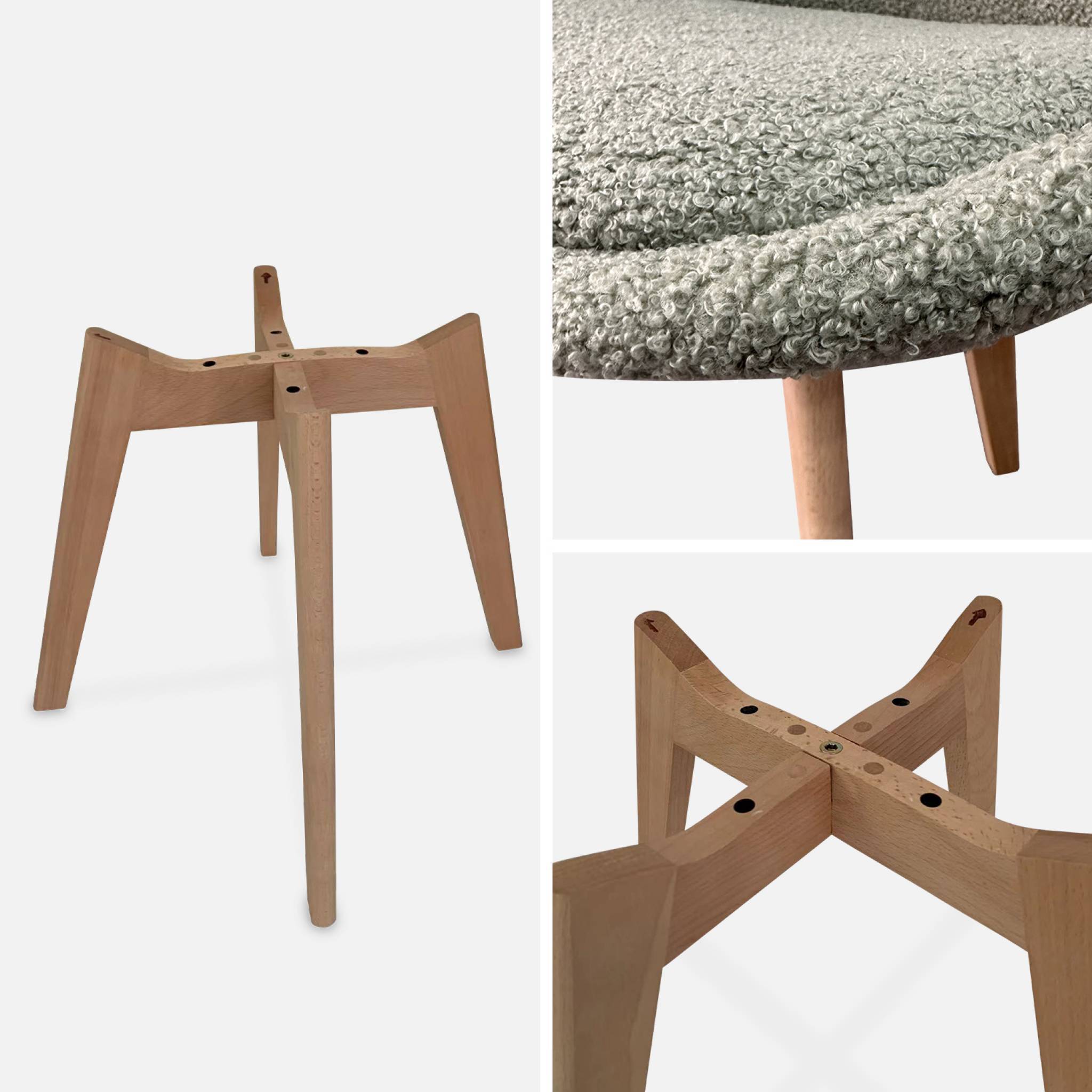 Lot de 4 chaises scandinaves NILS revêtement bouclette vert céladon. pieds bois de hêtre. chaise 1 place  | sweeek - Image 6
