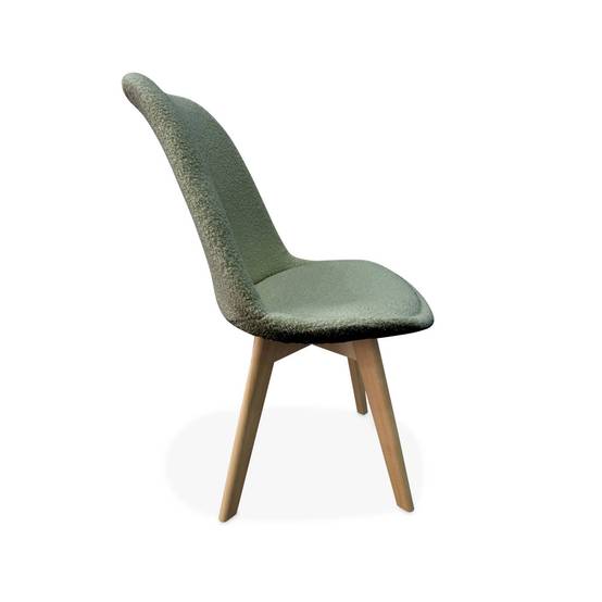Lot de 4 chaises scandinaves NILS revêtement bouclette vert céladon. pieds bois de hêtre. chaise 1 place | sweeek - Image 7