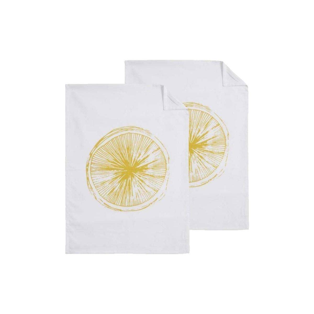 Aubry Gaspard - Torchon de cuisine en coton Citron (Lot de 2) - Image 1