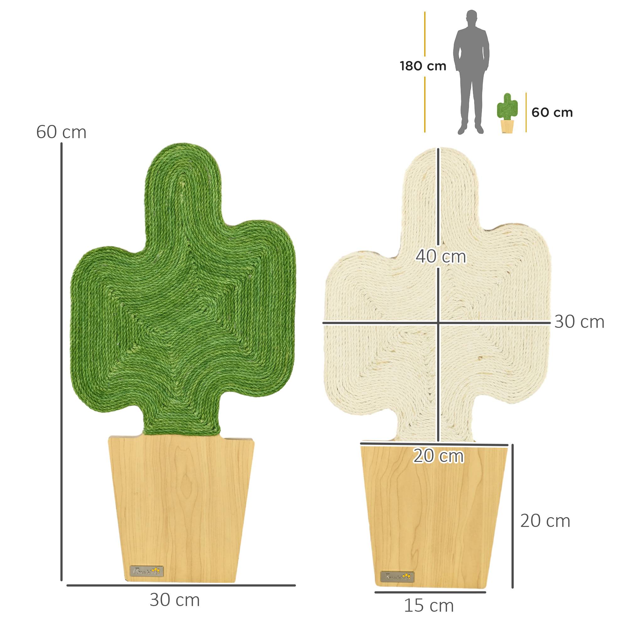 Pawhut - Lot de 2 griffoirs grattoirs murals design cactus dim. 30L x 60H cm jute naturelle écru verte aspect bois clair - Image 3