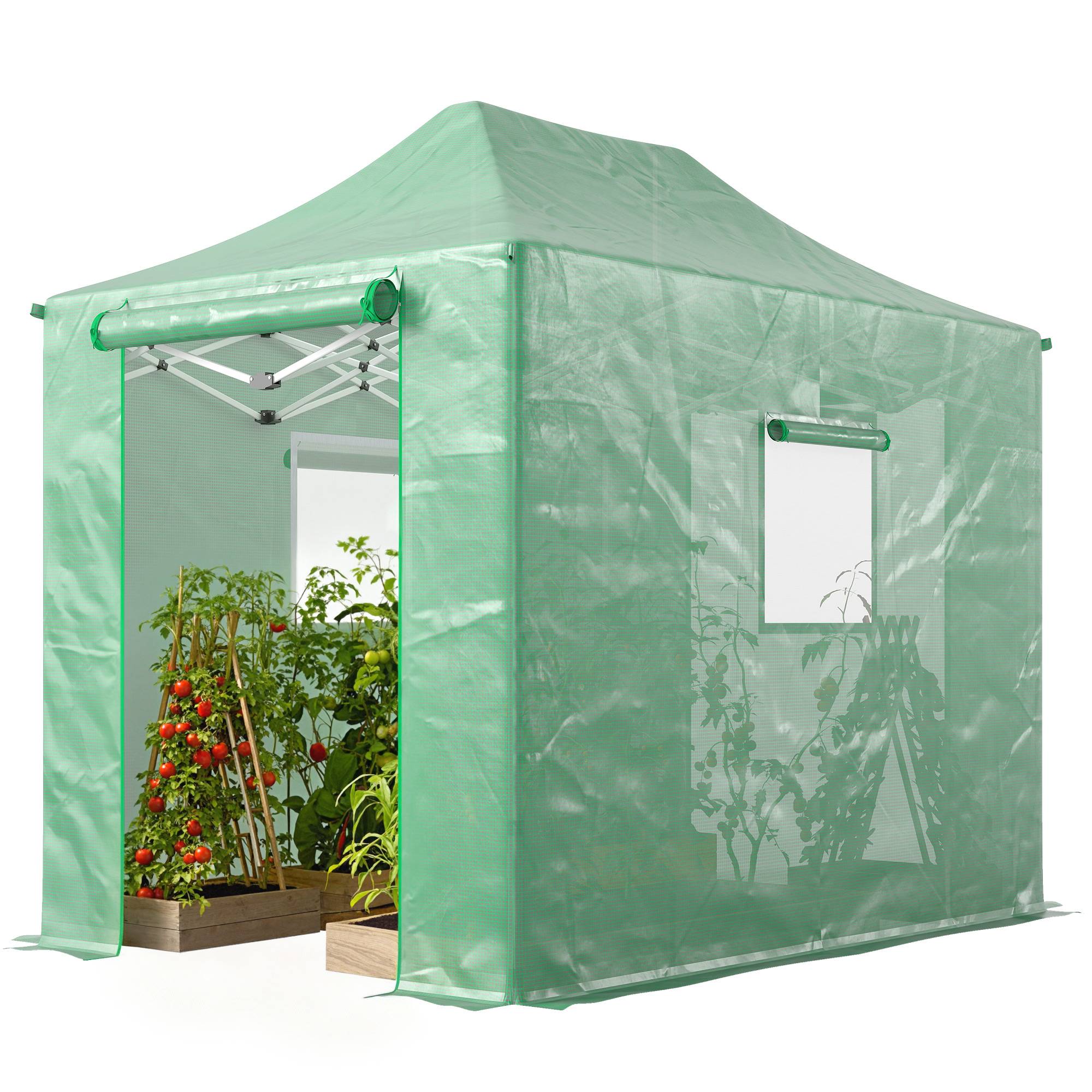 Sans Marque - Serre pliante aluminium 200x300x270 cm toit pente portes fenêtres zip - Image 2