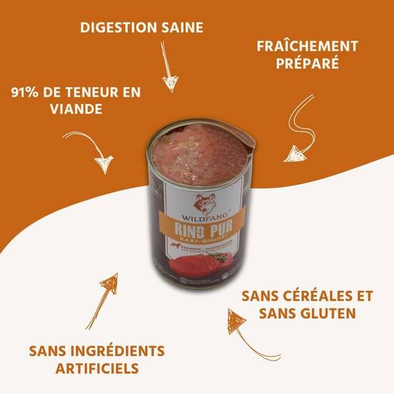 Wildfang - Wildfang - Aliment humide pur bœuf - Qualité BARF - 1 x 400g - Image 3