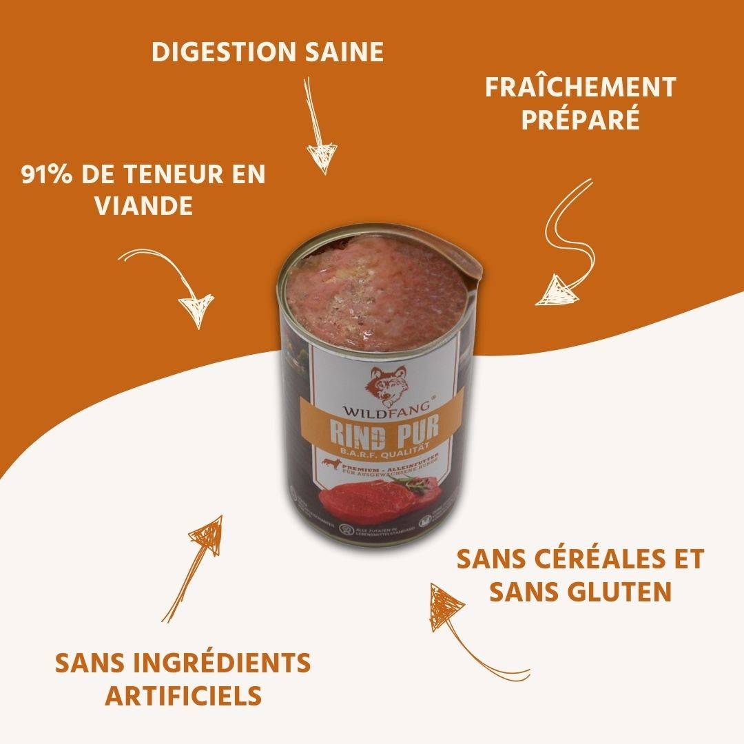 Wildfang - Wildfang - Aliment humide pur bœuf - Qualité BARF - 1 x 400g - Image 3