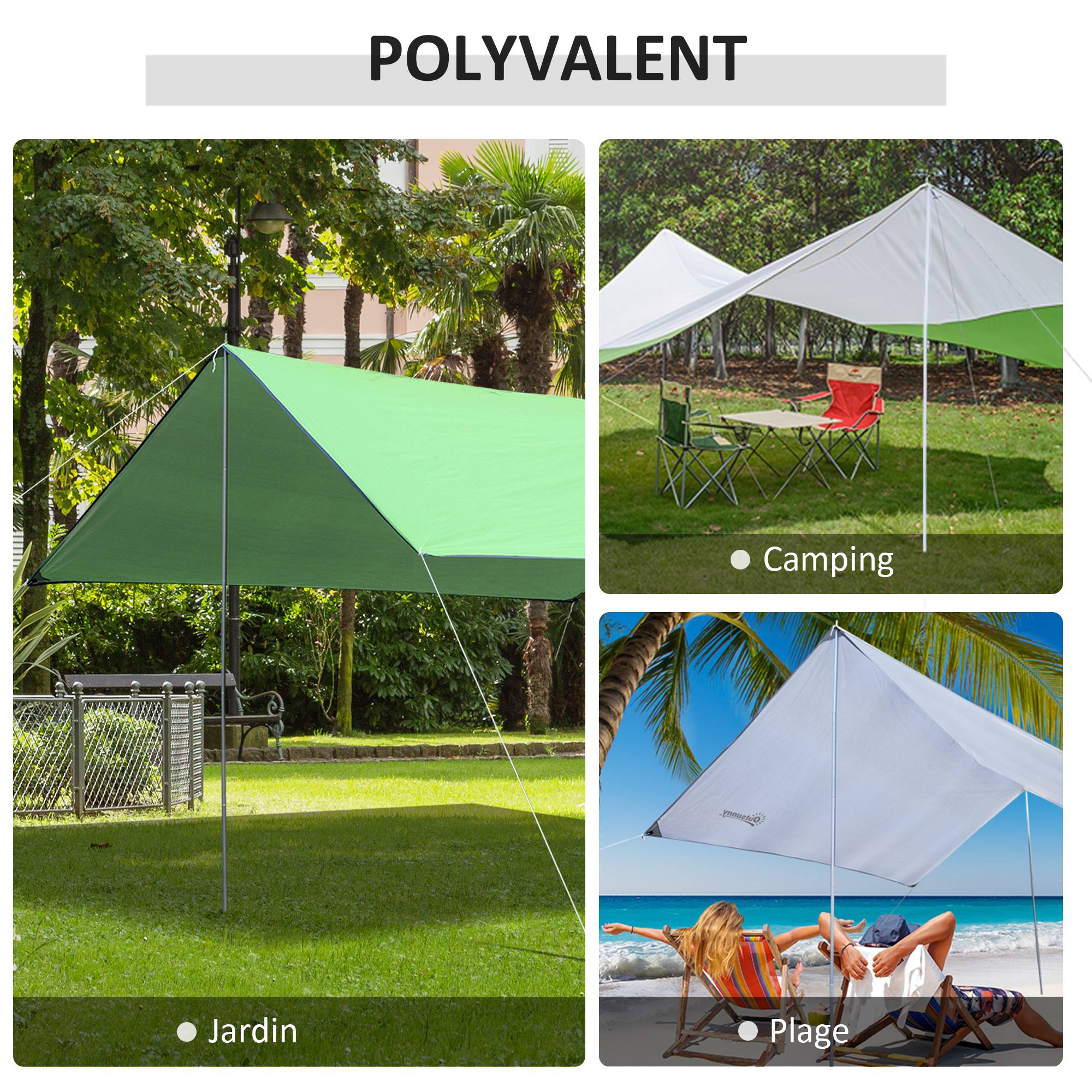 Outsunny - Mât de fixation voile d'ombrage - poteau voile d'ombrage - démontable 3 parties - réglable, accessoires - Ø 2,5 cm x 3H m - métal blanc - Outsunny - Image 6