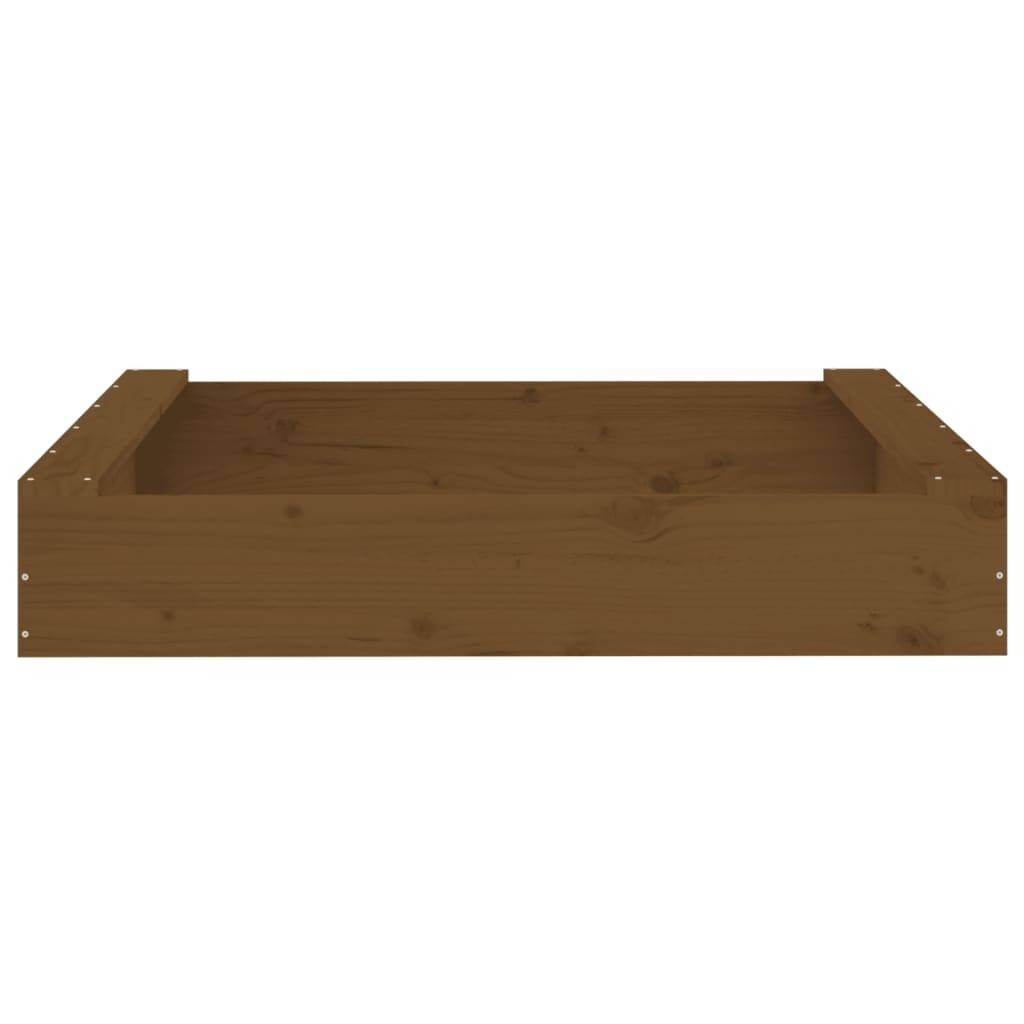 Bac à sable - Maison de jeu pour enfants avec sièges marron miel carré bois de pin massif-JU12098 - Image 4