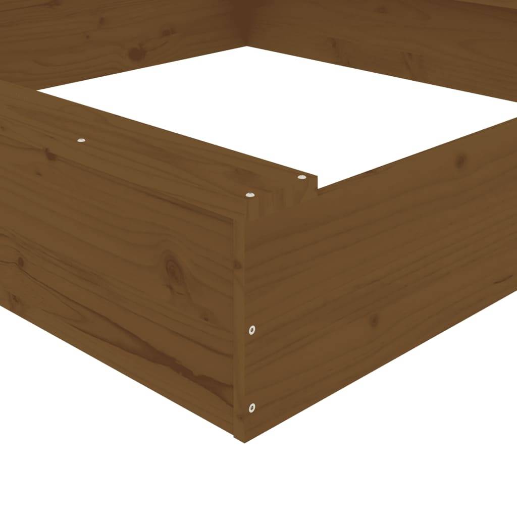 Bac à sable - Maison de jeu pour enfants avec sièges marron miel carré bois de pin massif-JU12098 - Image 7