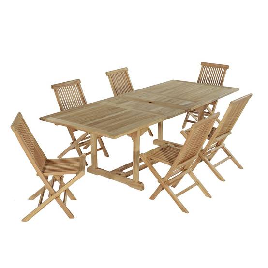 Salon de jardin en teck massif Caraibes, 6 places - TECK'Attitude - Image 1