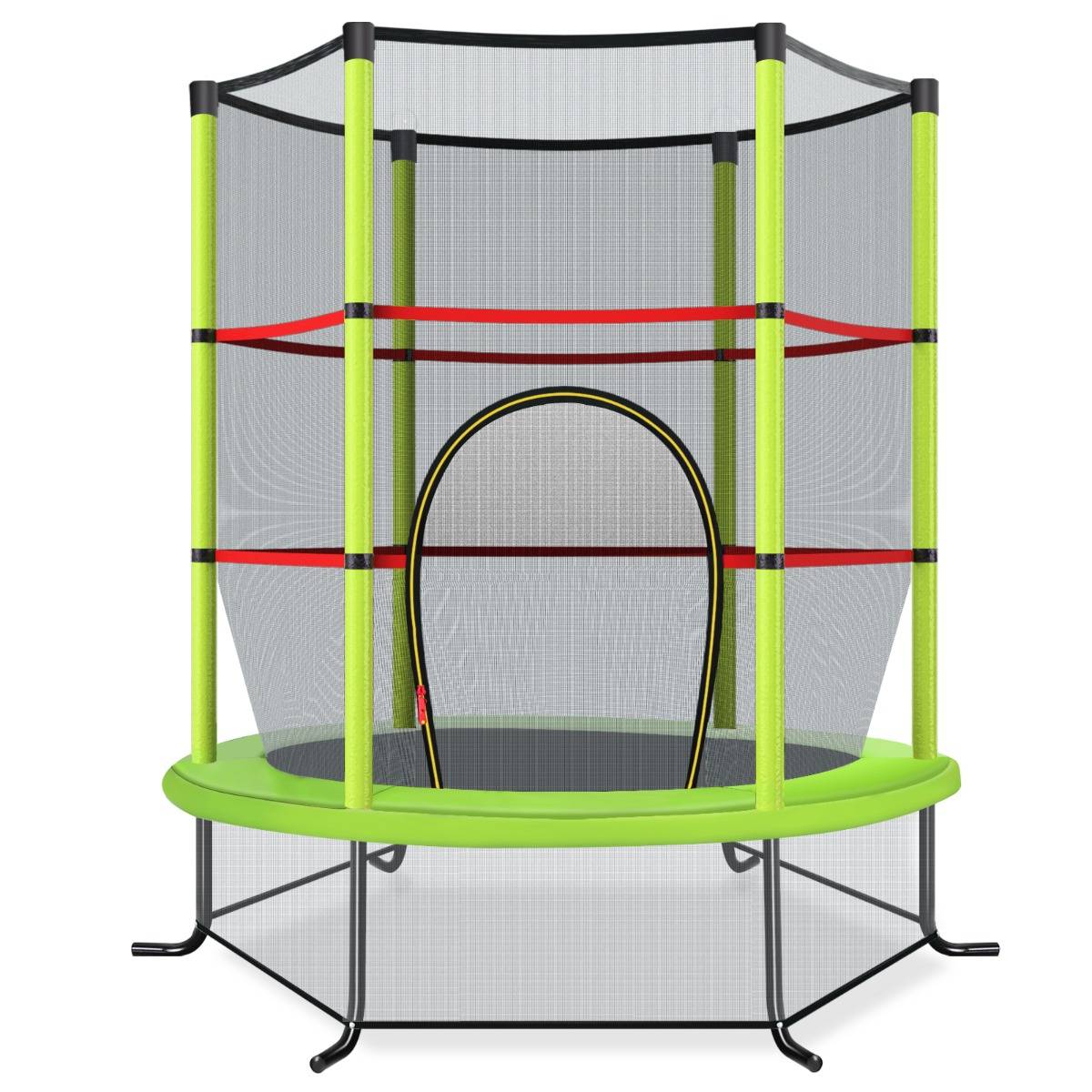 Maison Chic - Trampoline de Jardin pour Enfants Ø165CM, avec Filet de Protection Appuis de Ressorts et Structure en Acier Vert - Image 6