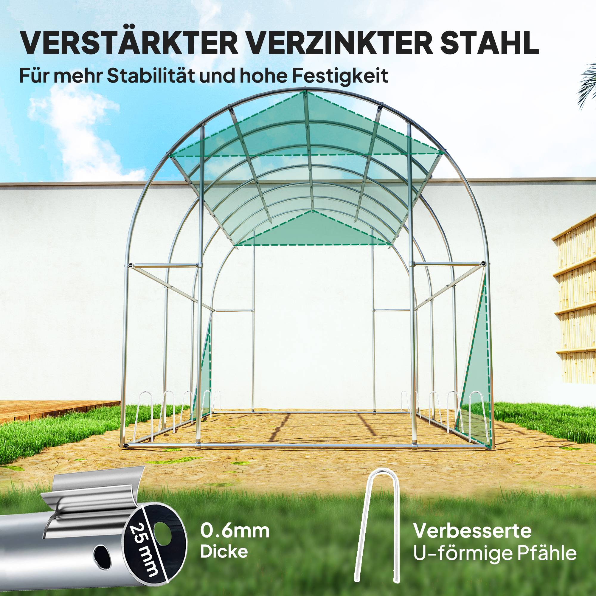 Serre tunnel de jardin 3x2m en bâche PE avec 6 fenêtres pour potager et tomates Vert – ComfortXL Outdoor Living - Image 5
