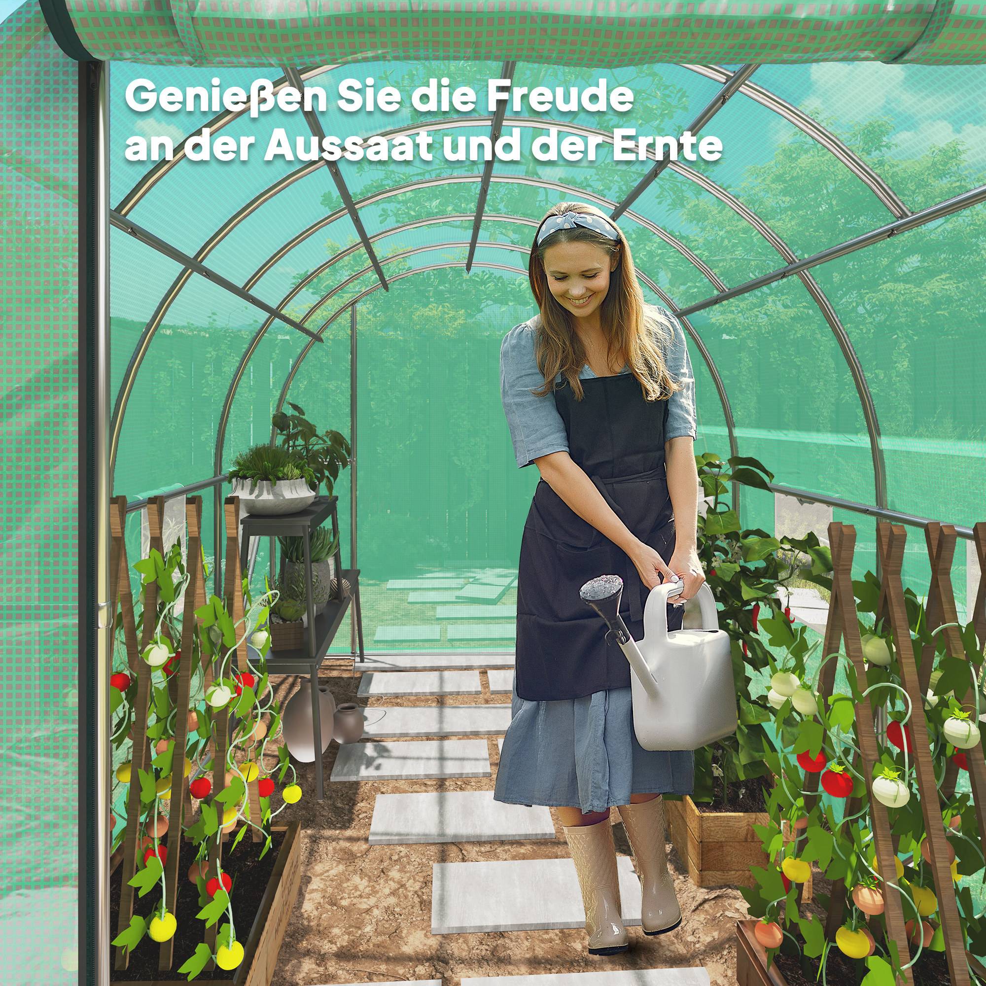 Serre tunnel de jardin 3x2m en bâche PE avec 6 fenêtres pour potager et tomates Vert – ComfortXL Outdoor Living - Image 7