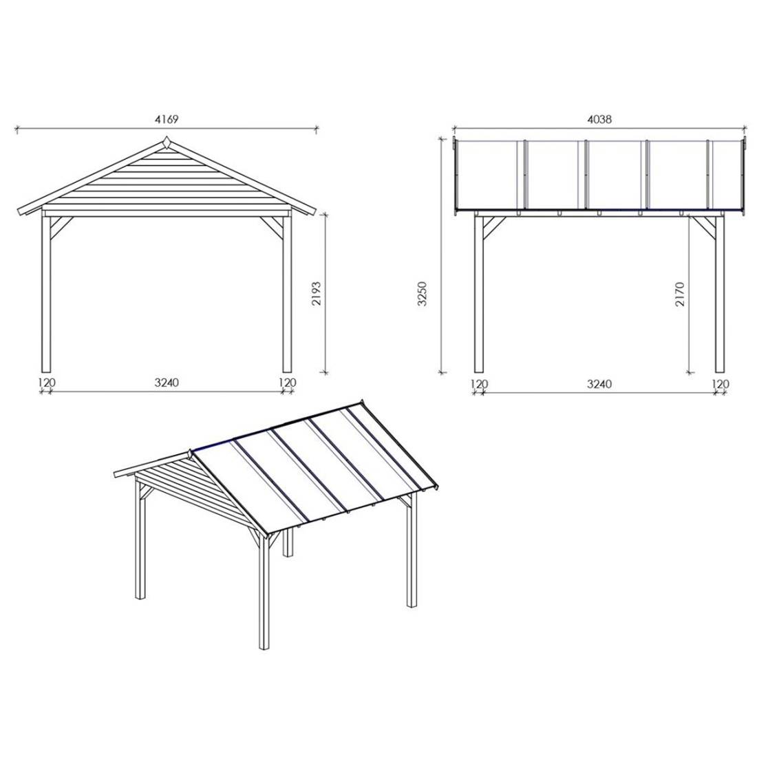 Altanka - Pergola de jardin 4.04x4.04m avec panneaux - traité - ALT125 - ALTANKA - Image 3