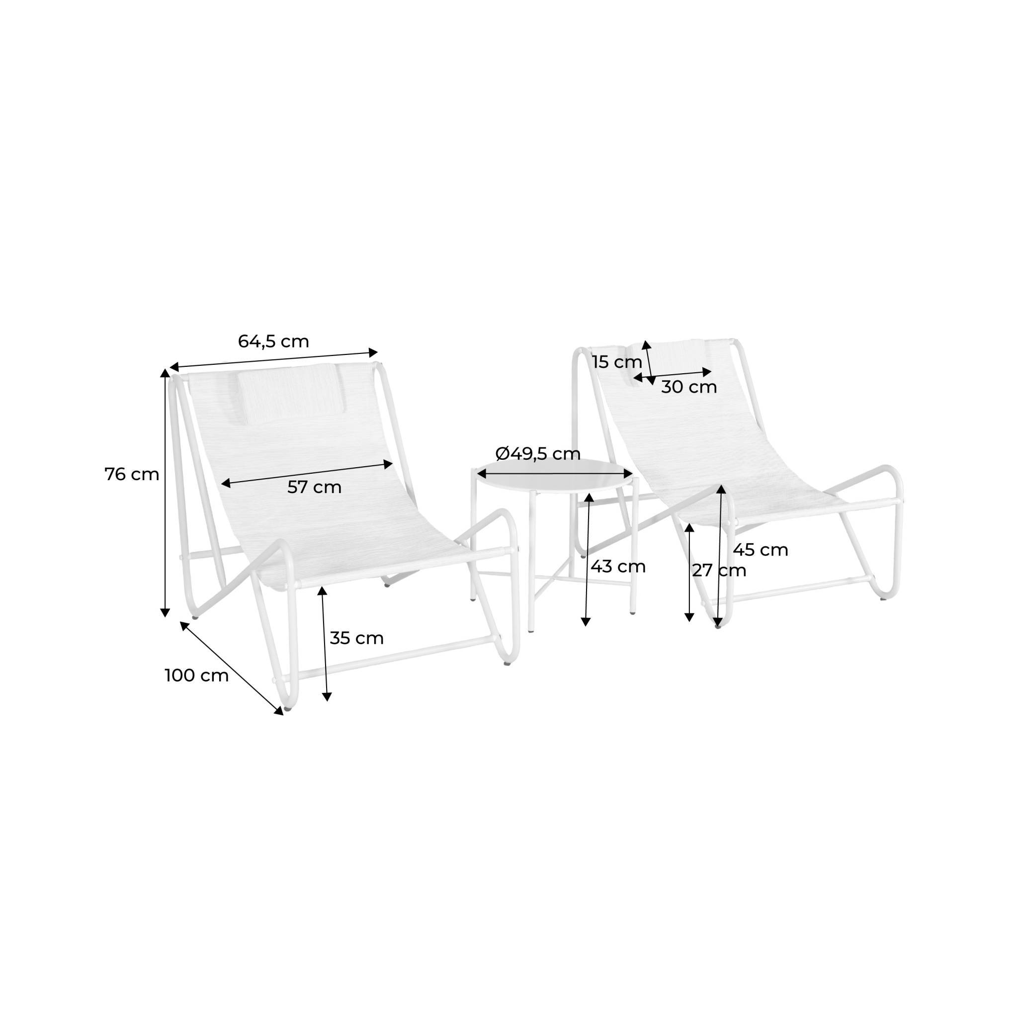 sweeek - Set de 2 fauteuils relax beige avec table ronde. acier et textilène - Salina | sweeek - Image 4