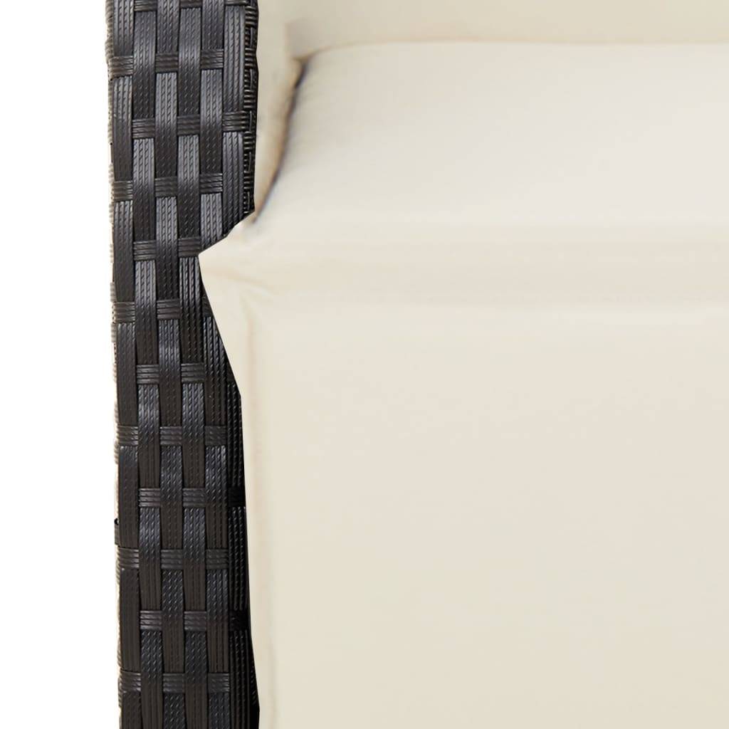 Ensemble Table et Chaises de Jardin 6 Personnes, Fauteuils Multi-positions Résine Tressée Noire, Coussins Crème – ComfortXL Outdoor Living - Image 6