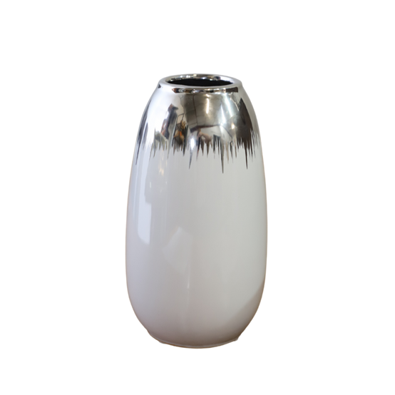 Chemin De Campagne - Vase céramique blanc argenté 13.5 x 26 cm Chemin de campagne - Image 1