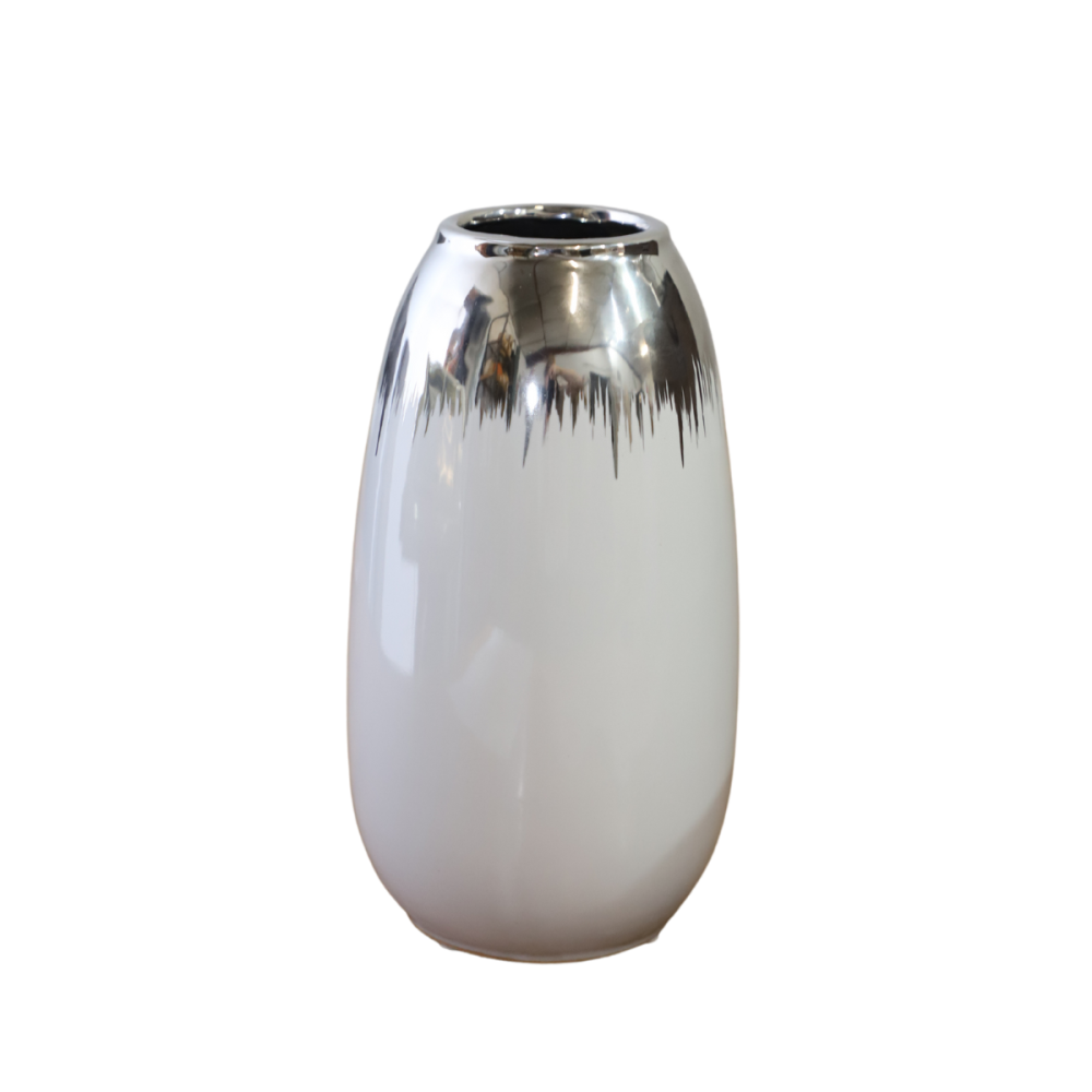 Chemin De Campagne - Vase céramique blanc argenté 13.5 x 26 cm Chemin de campagne - Image 1