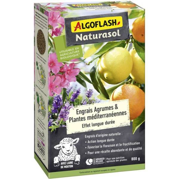 Algoflash - Engrais - ALGOFLASH NATURASOL - Agrumes plantes méditerranéennes - Longue durée - 800 g - UAB