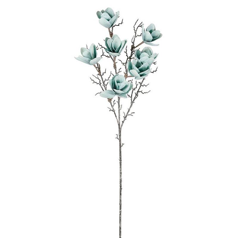 Tige Magnolia Artificielle Géante Turquoise en Polyester 107cm - Image 2