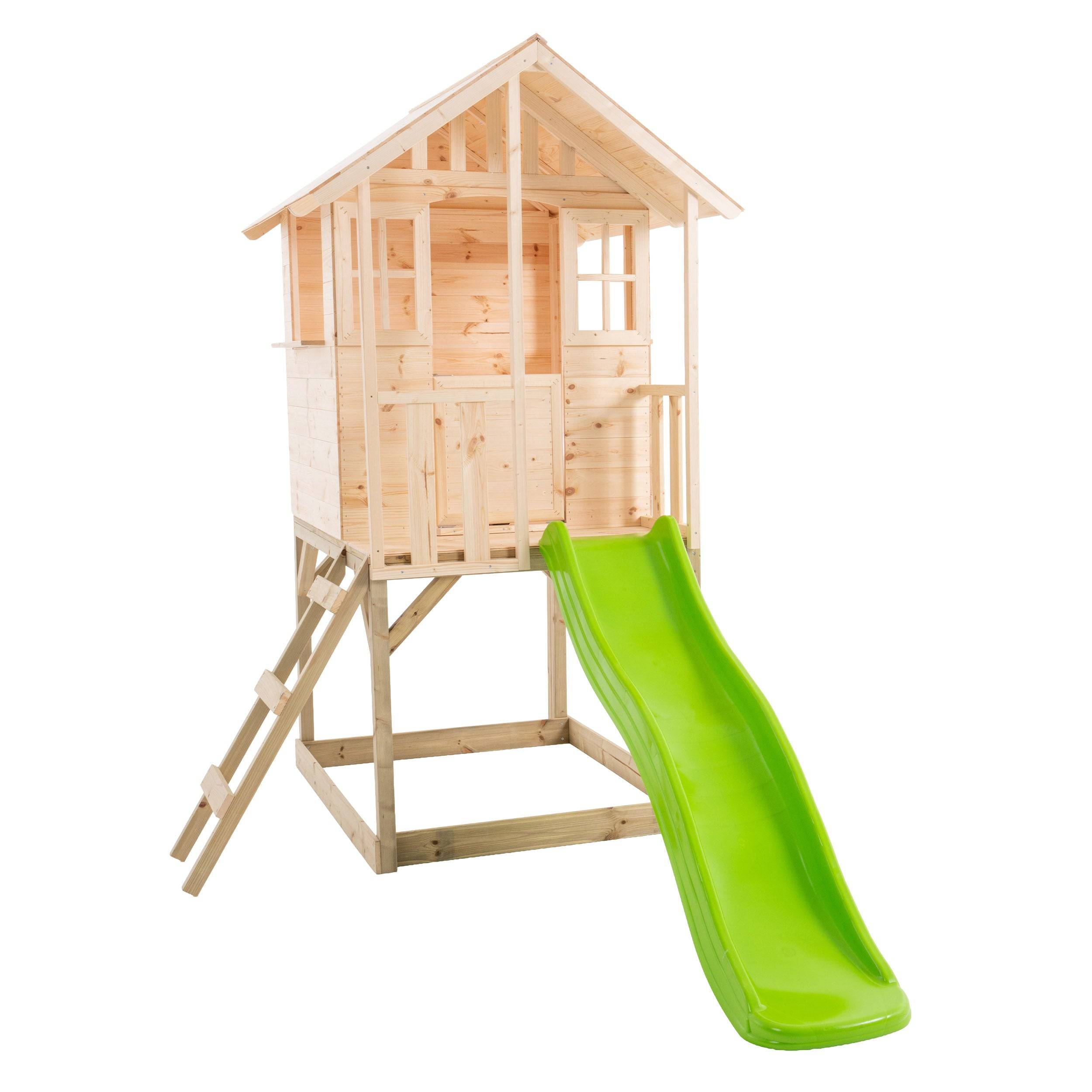 Maisonnette modulable sur pilotis avec balcon et glissière BASILIC en bois FSC® - Image 2