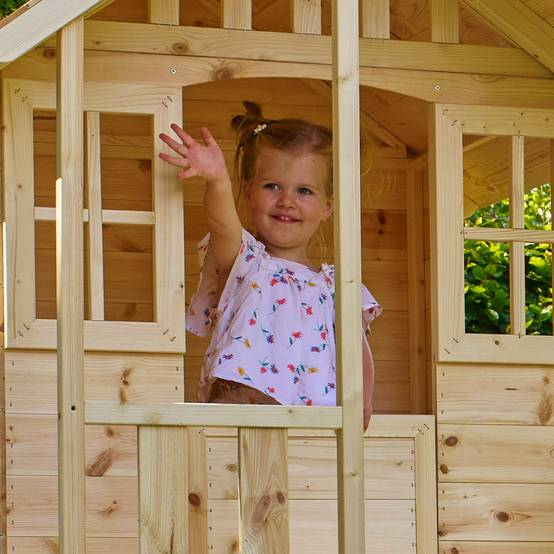 Maisonnette modulable sur pilotis avec balcon et glissière BASILIC en bois FSC® - Image 3