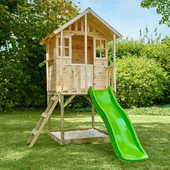 Maisonnette modulable sur pilotis avec balcon et glissière BASILIC en bois FSC® - Image 10