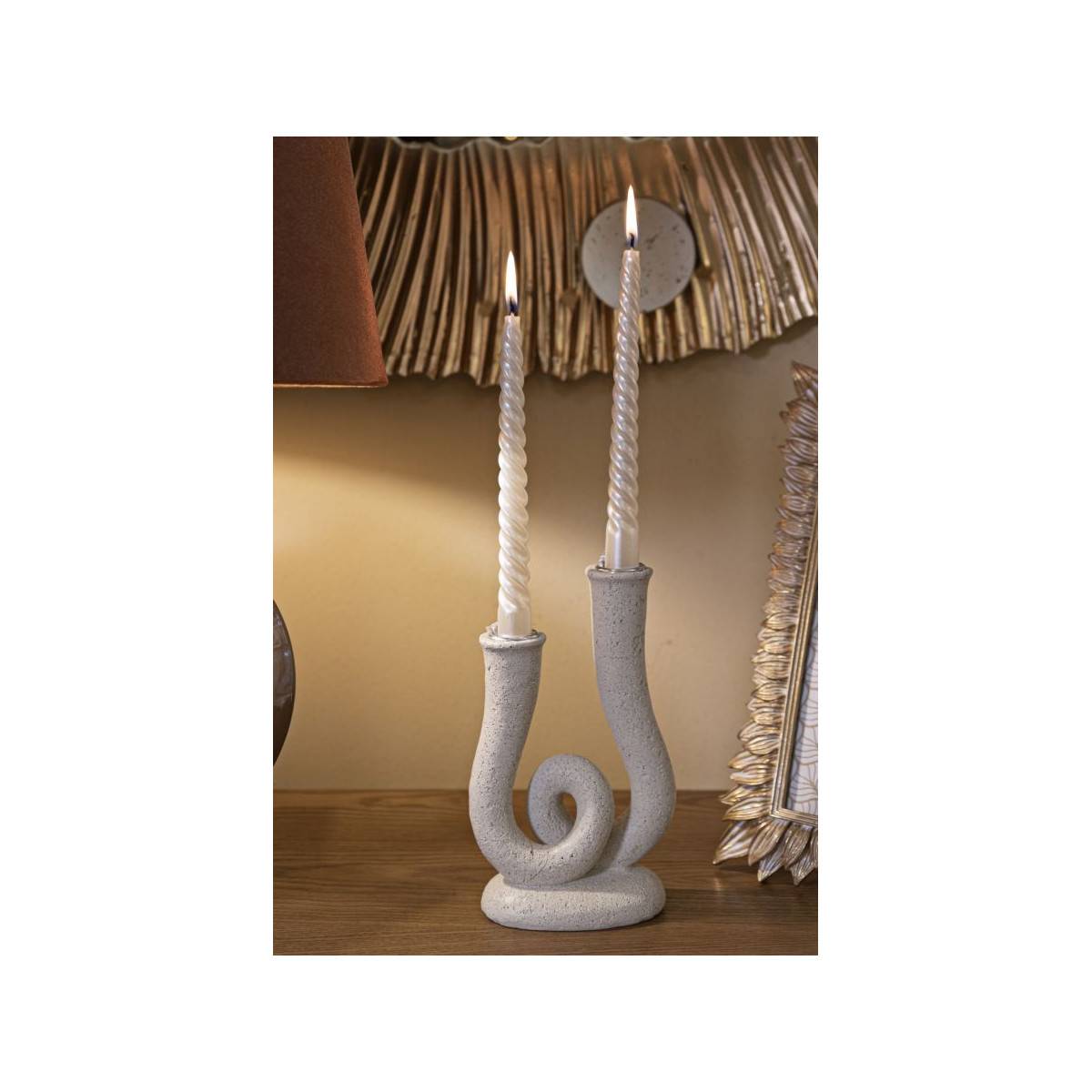 Paris Prix - Chandelier Double Moucheté "Stons" 20cm Crème - Image 6