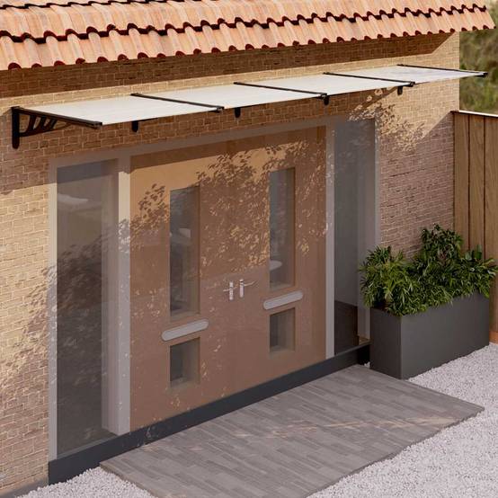 Store banne | Auvent de porte Noir et transparent 396x90 cm Polycarbonate Maison Chic - Image 2