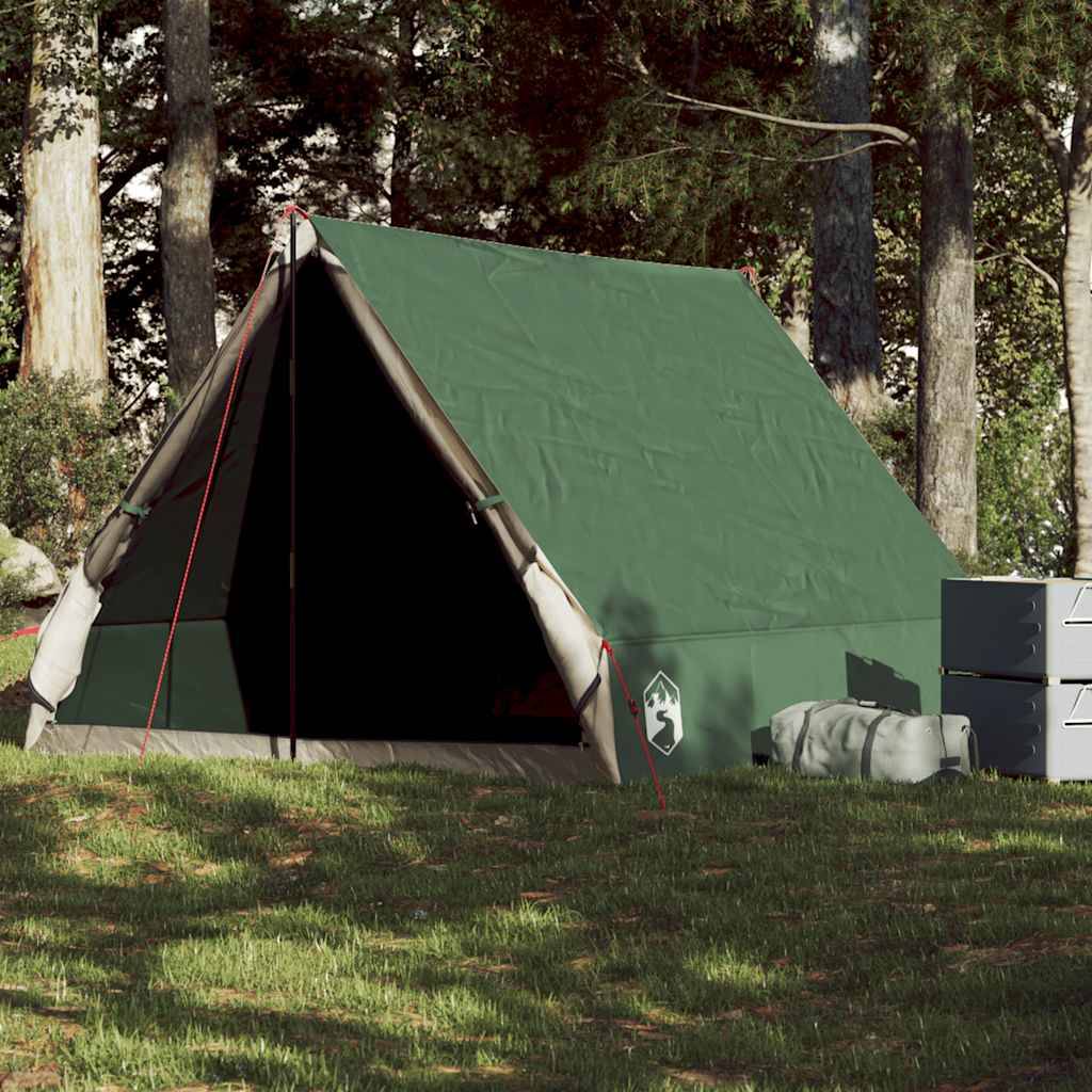 Tente Canadienne 2 Places Polyester Imperméable Légère pour Randonnée Trekking Vert – ComfortXL Outdoor Living - Image 1