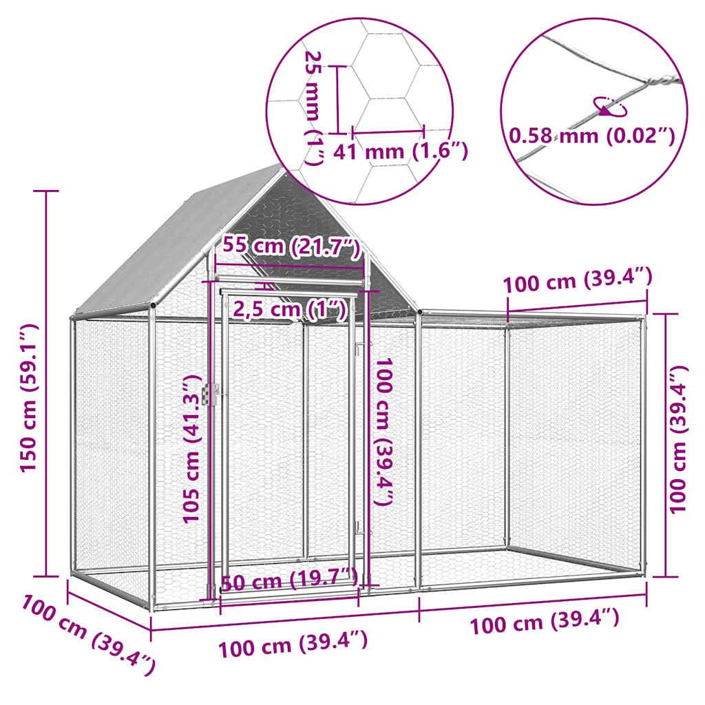 Poulailler acier argent  2 x 1 x 1,5 m  - Prolenta premium p3174.8 - Image 6