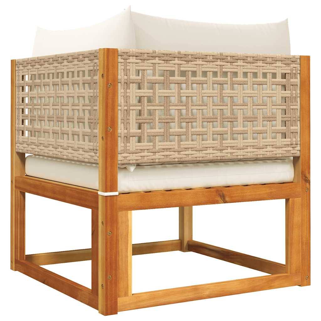 Fauteuil Angle Jardin Bois Acacia & Rotin Beige Charme Naturel pour Composition Salon Terrasse Crème – ComfortXL Outdoor Living - Image 6