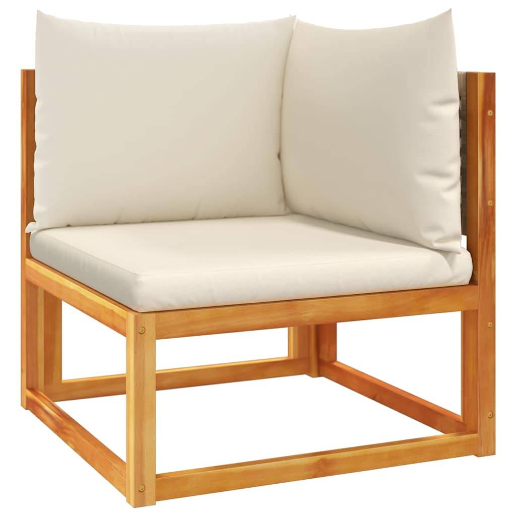 Fauteuil Angle Jardin Bois Acacia & Rotin Beige Charme Naturel pour Composition Salon Terrasse Crème – ComfortXL Outdoor Living - Image 2