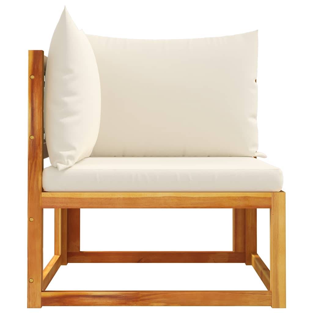 Fauteuil Angle Jardin Bois Acacia & Rotin Beige Charme Naturel pour Composition Salon Terrasse Crème – ComfortXL Outdoor Living - Image 5