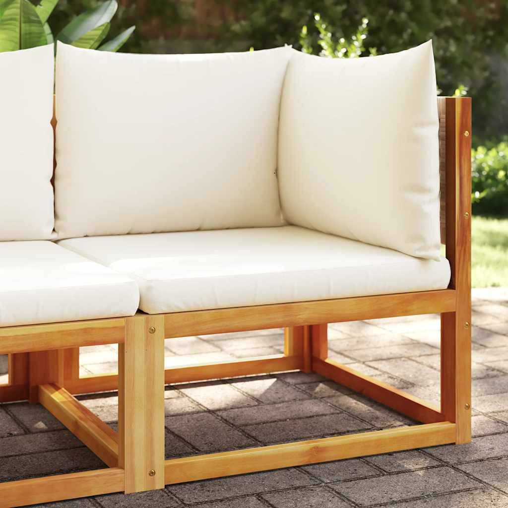 Fauteuil Angle Jardin Bois Acacia & Rotin Beige Charme Naturel pour Composition Salon Terrasse Crème – ComfortXL Outdoor Living - Image 1