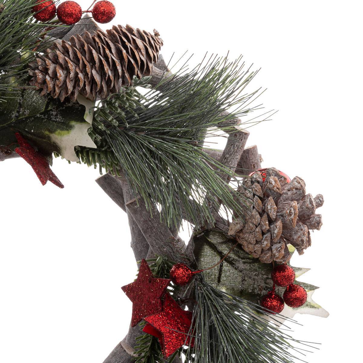 Feeric Christmas - Couronne nature avec branches 30cm rouge - Feeric Lights & Christmas - Image 2