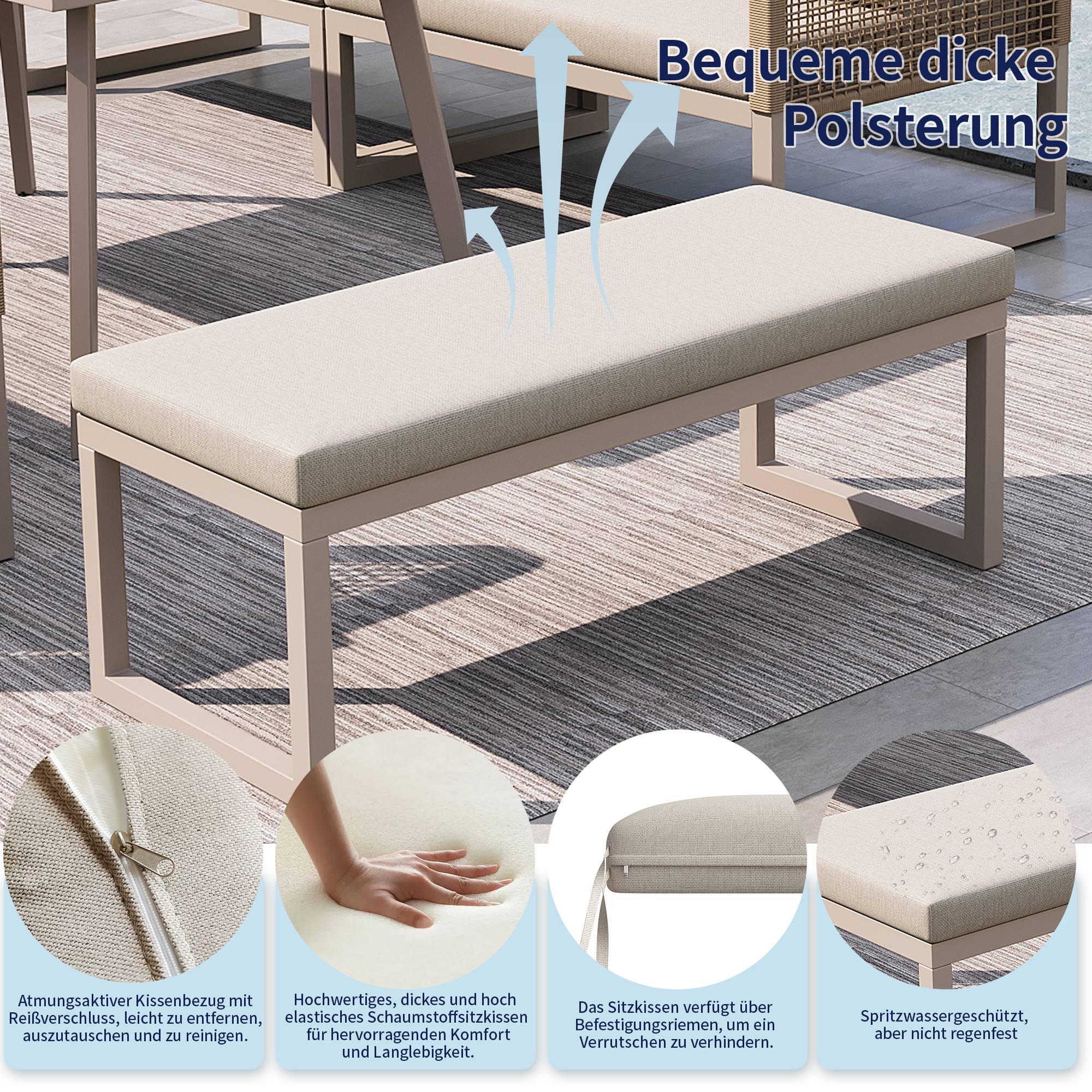 PANGIVO - Salon de jardin PE rotin métal beige 121.5 x 61 x 77 cm - PANGIVO - Image 9