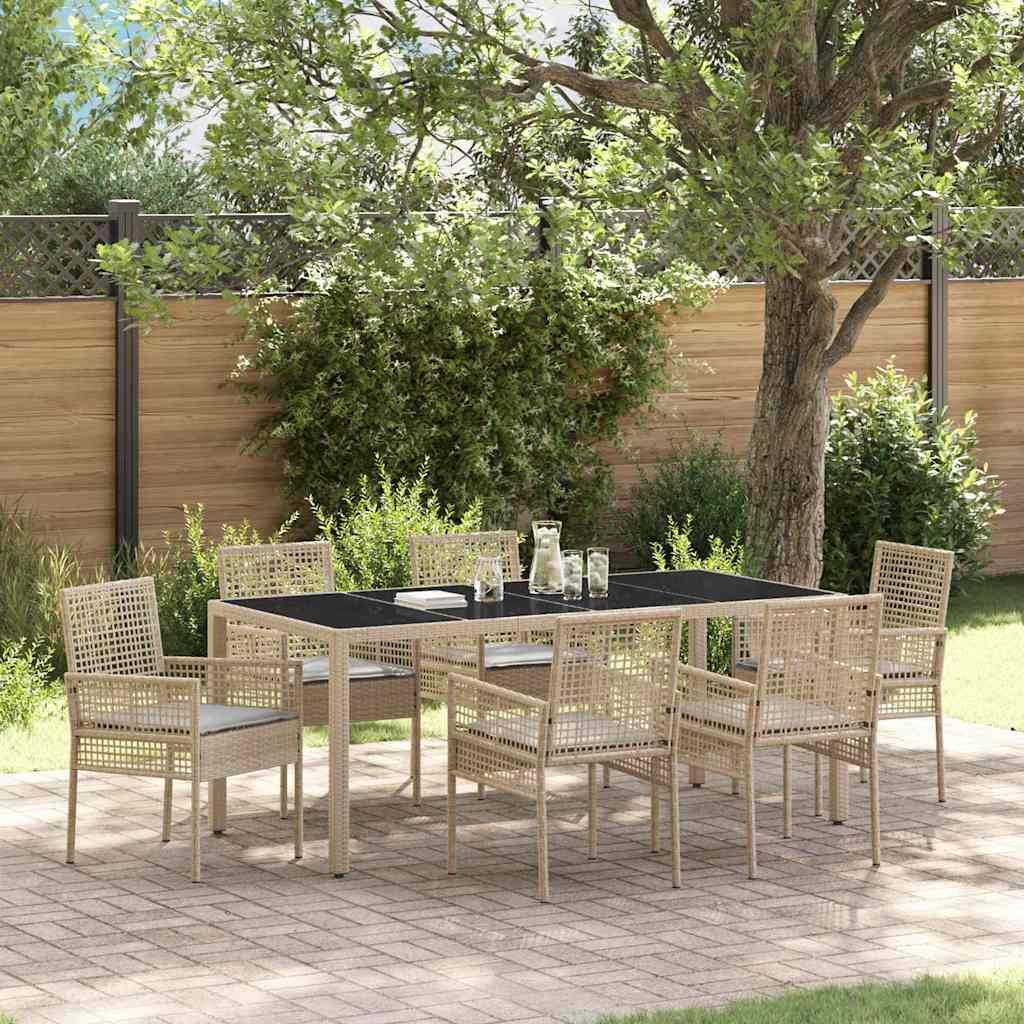 ComfortXL - Table et chaises de jardin 6 places en polyrotin beige avec plateau en verre et coussins – ComfortXL Outdoor Living - Image 1