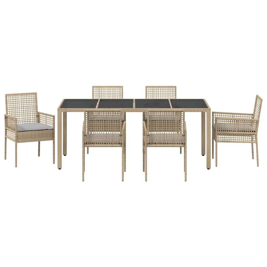 ComfortXL - Table et chaises de jardin 6 places en polyrotin beige avec plateau en verre et coussins – ComfortXL Outdoor Living - Image 7