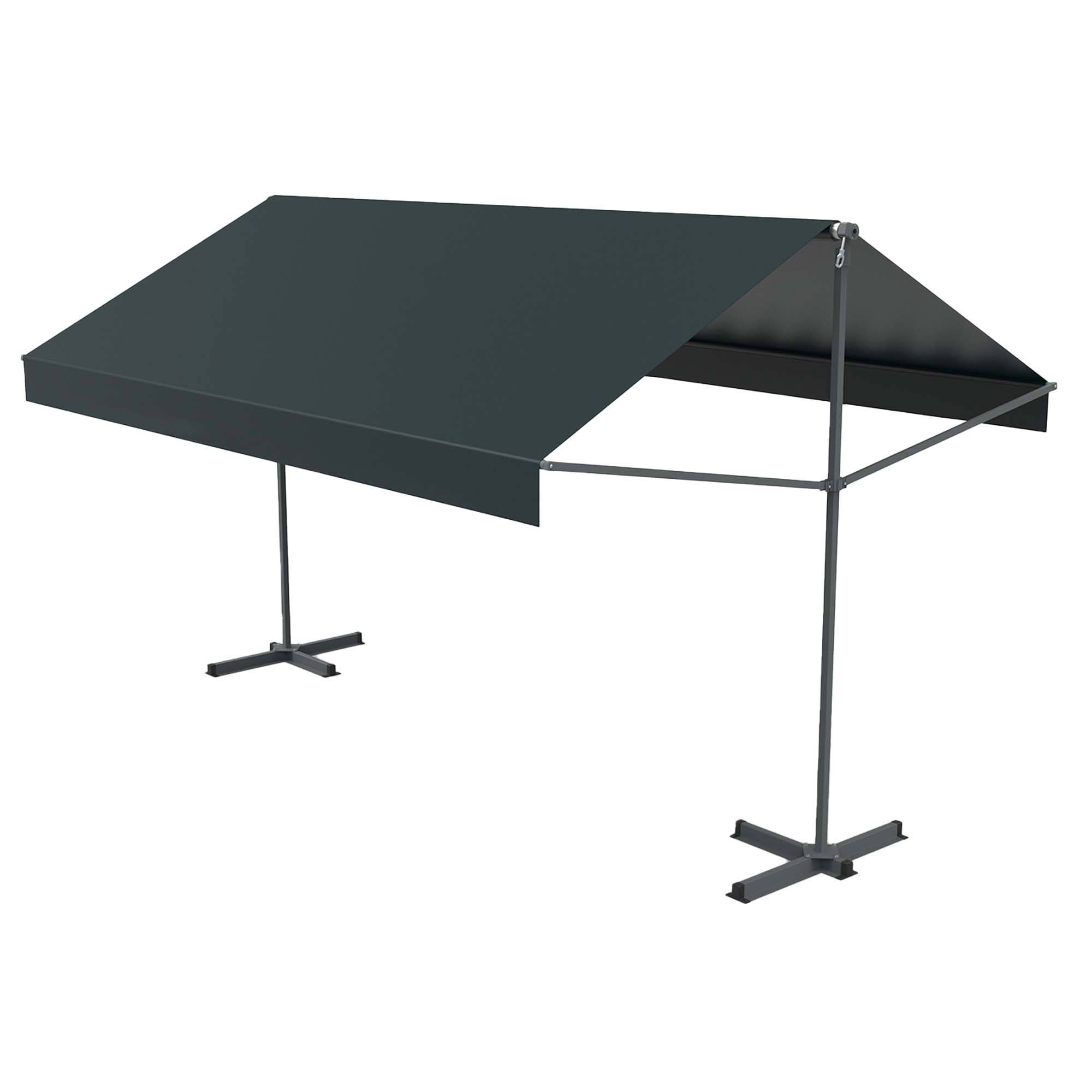 Store banne double pente 4 x 3 m gris ISEO - Image 1