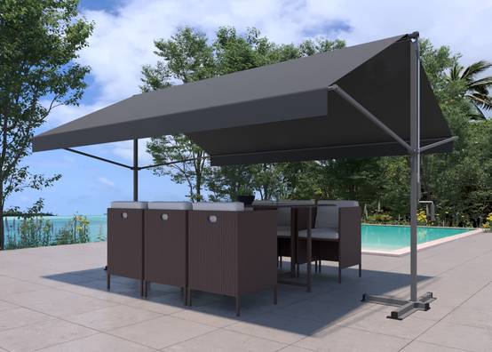 Store banne double pente 4 x 3 m gris ISEO - Image 2