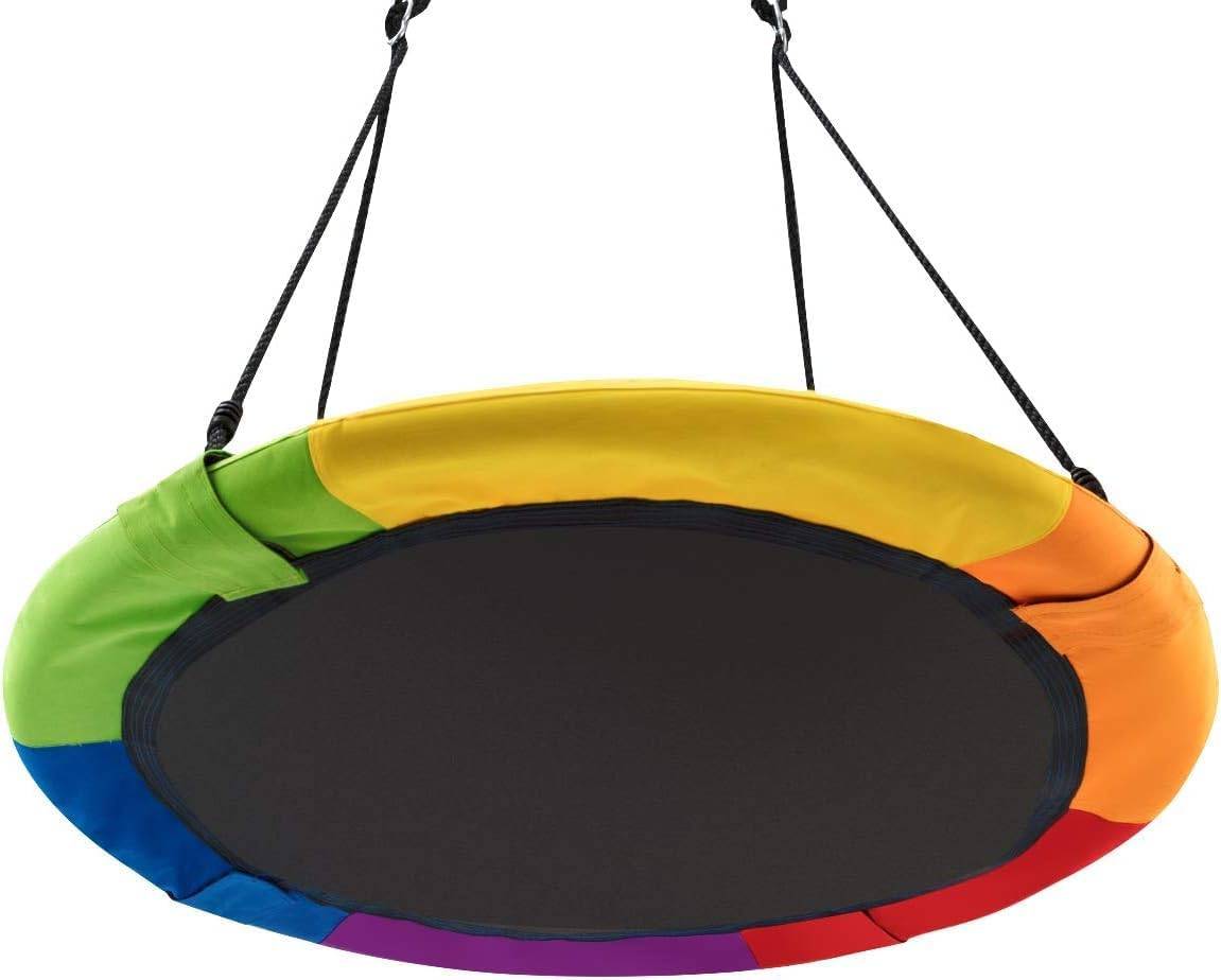 COSTWAY Balançoire Nid d'Oiseau Ø 100cm Enfants avec Cordes Réglables (100-180cm), Charge 150kg - Image 5